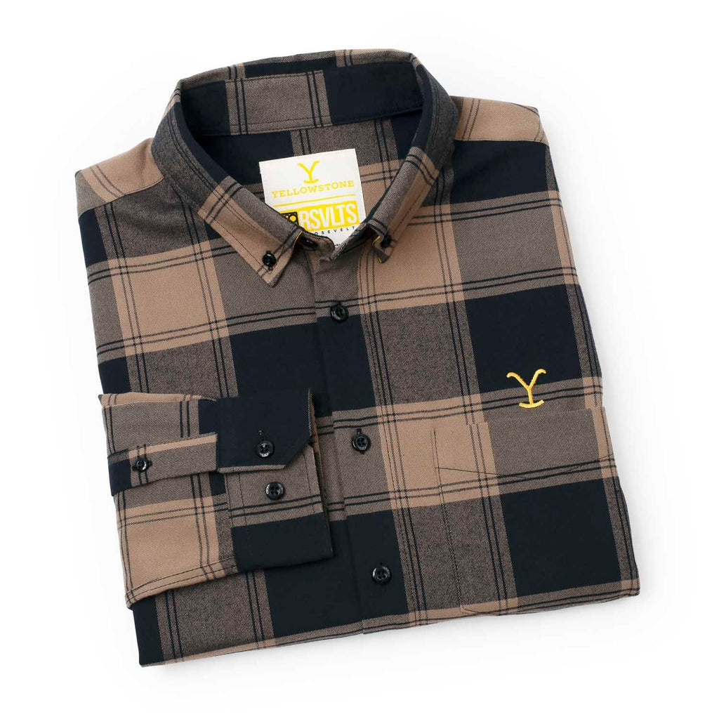 RSVLTS Protect the Family BorlandFlex Long Sleeve Flannel in Brown — detail 8