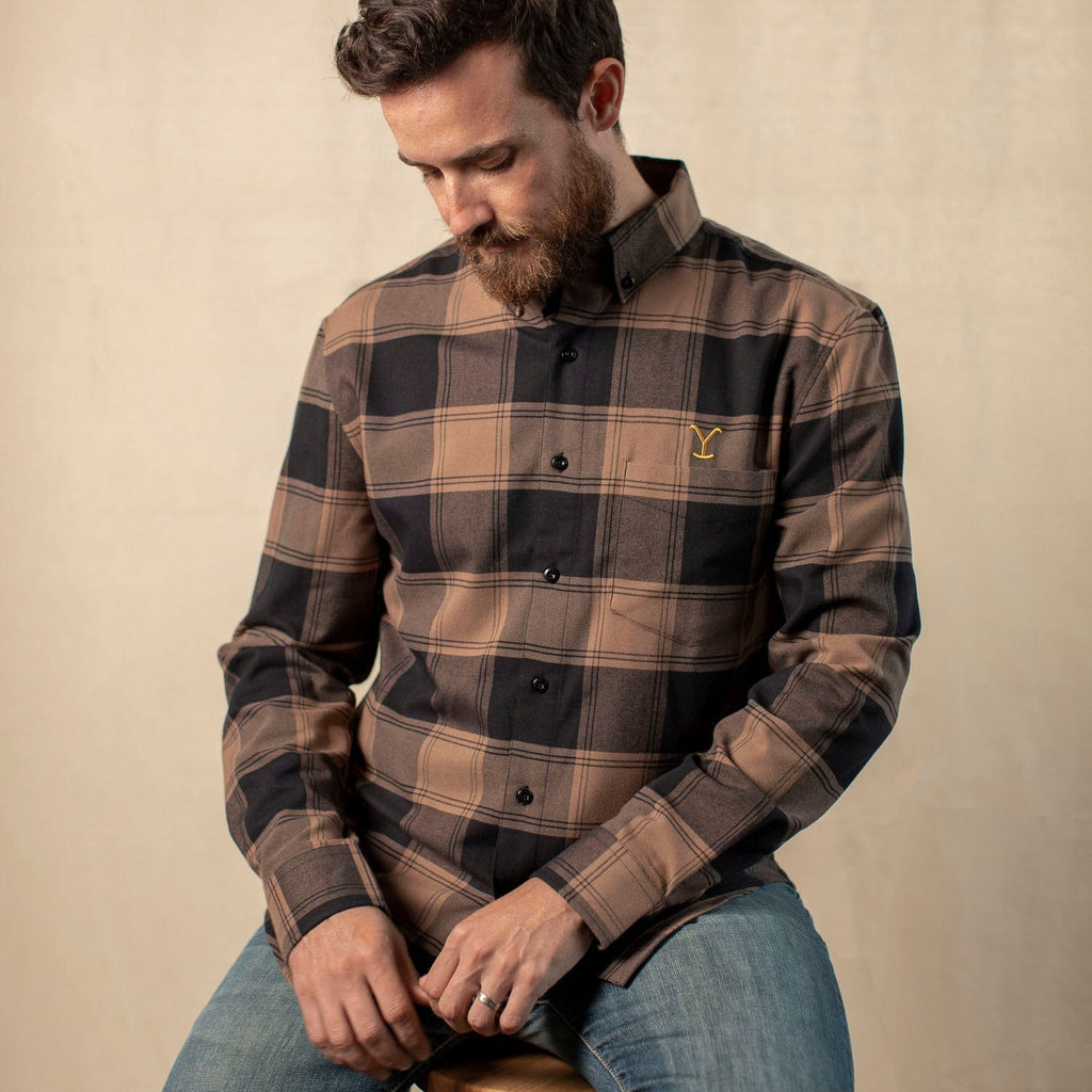 RSVLTS Protect the Family BorlandFlex Long Sleeve Flannel in Brown — detail 6