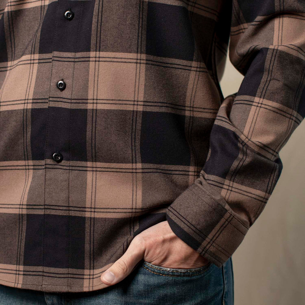 RSVLTS Protect the Family BorlandFlex Long Sleeve Flannel in Brown — detail 4