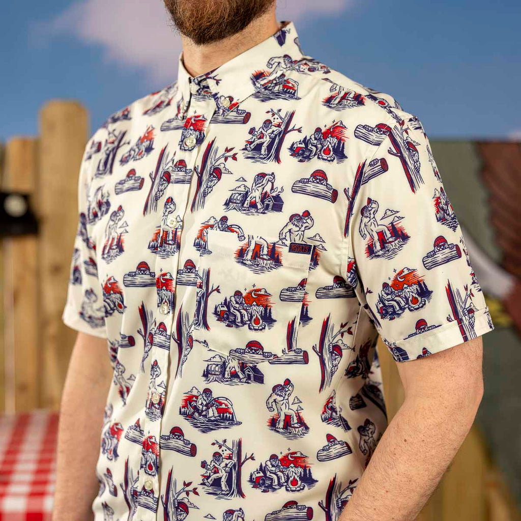 RSVLTS Search Party KUNUFLEX Short Sleeve Shirt (Legends Edition) in Blue — detail 5