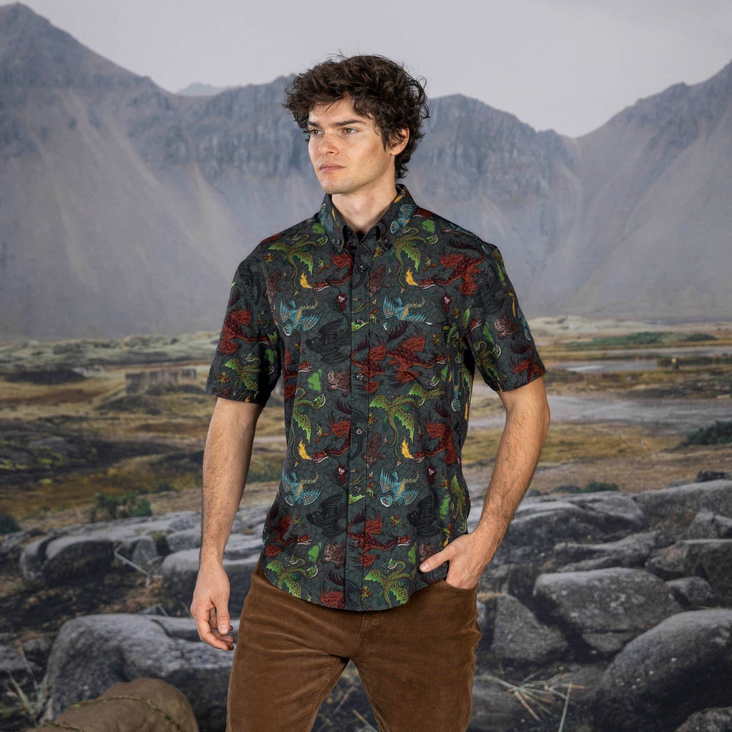 RSVLTS Scales 'n' Tails KUNUFLEX Short Sleeve Shirt in Gray — detail 5