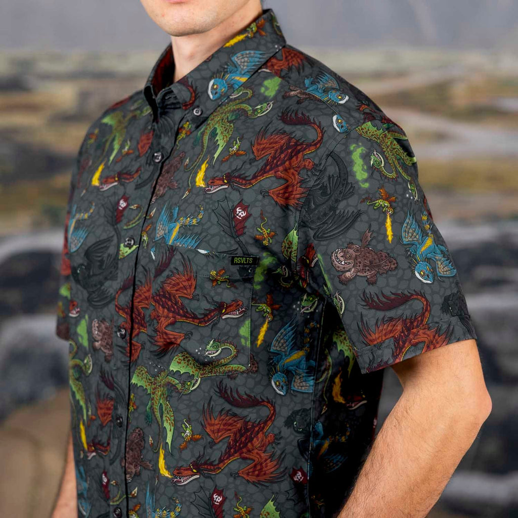 RSVLTS Scales 'n' Tails KUNUFLEX Short Sleeve Shirt in Gray — detail 7