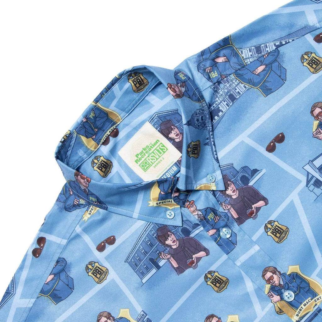 RSVLTS Burt Macklin KUNUFLEX Short Sleeve Shirt in Blue — detail 3