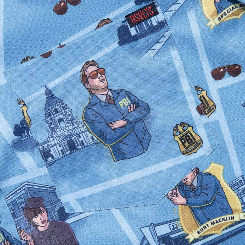 RSVLTS Burt Macklin KUNUFLEX Short Sleeve Shirt in Blue — detail 4