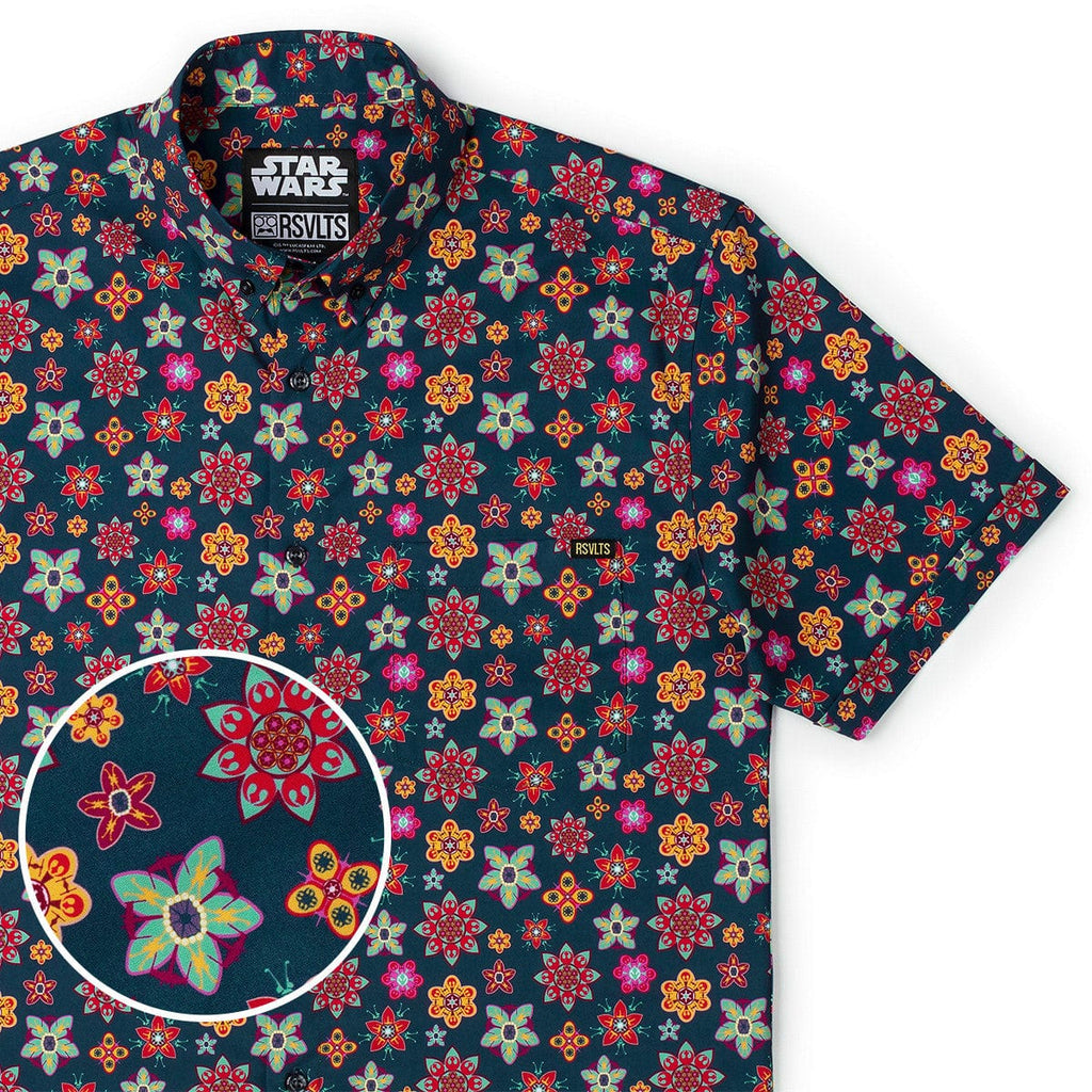 RSVLTS Galactic Garden KUNUFLEX Short Sleeve Shirt in Multicolor — front view