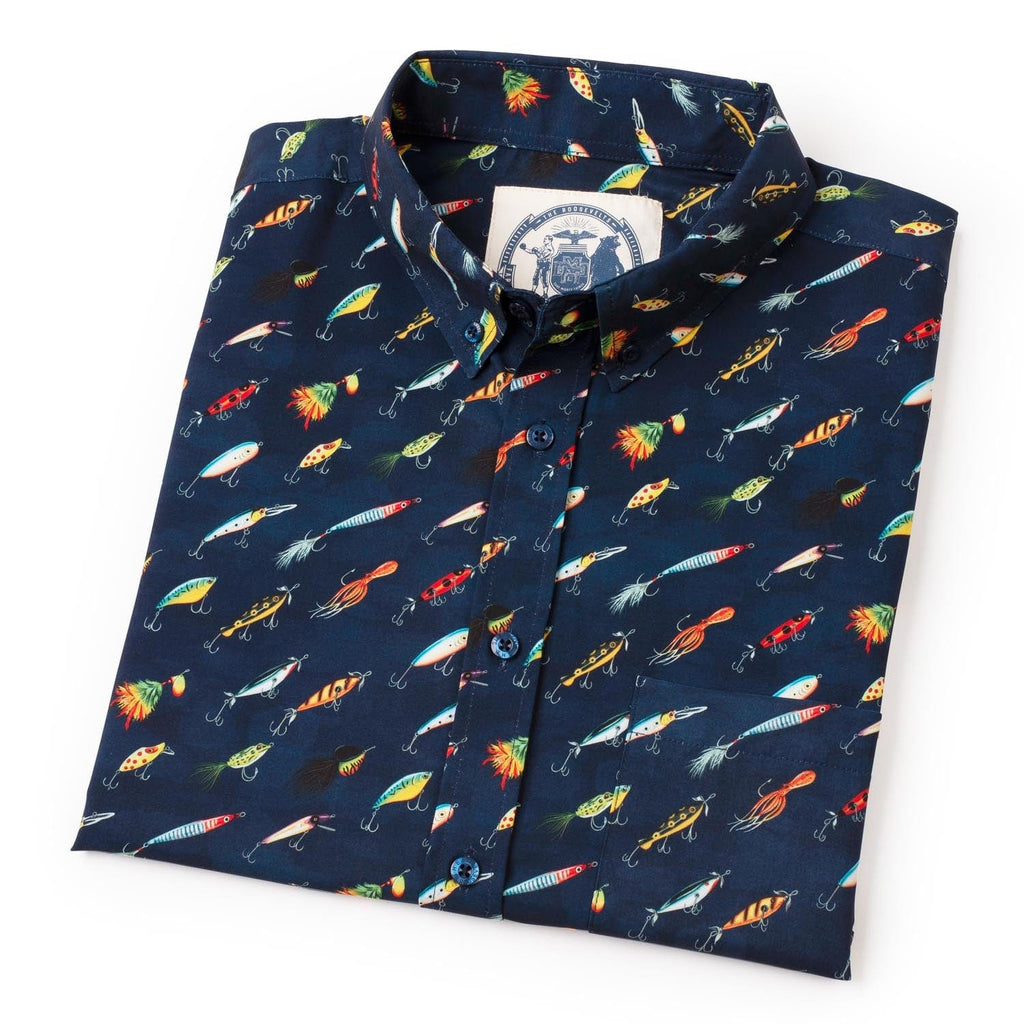 RSVLTS Lure ‘Em In KUNUFLEX Short Sleeve Shirt in Blue — detail 11