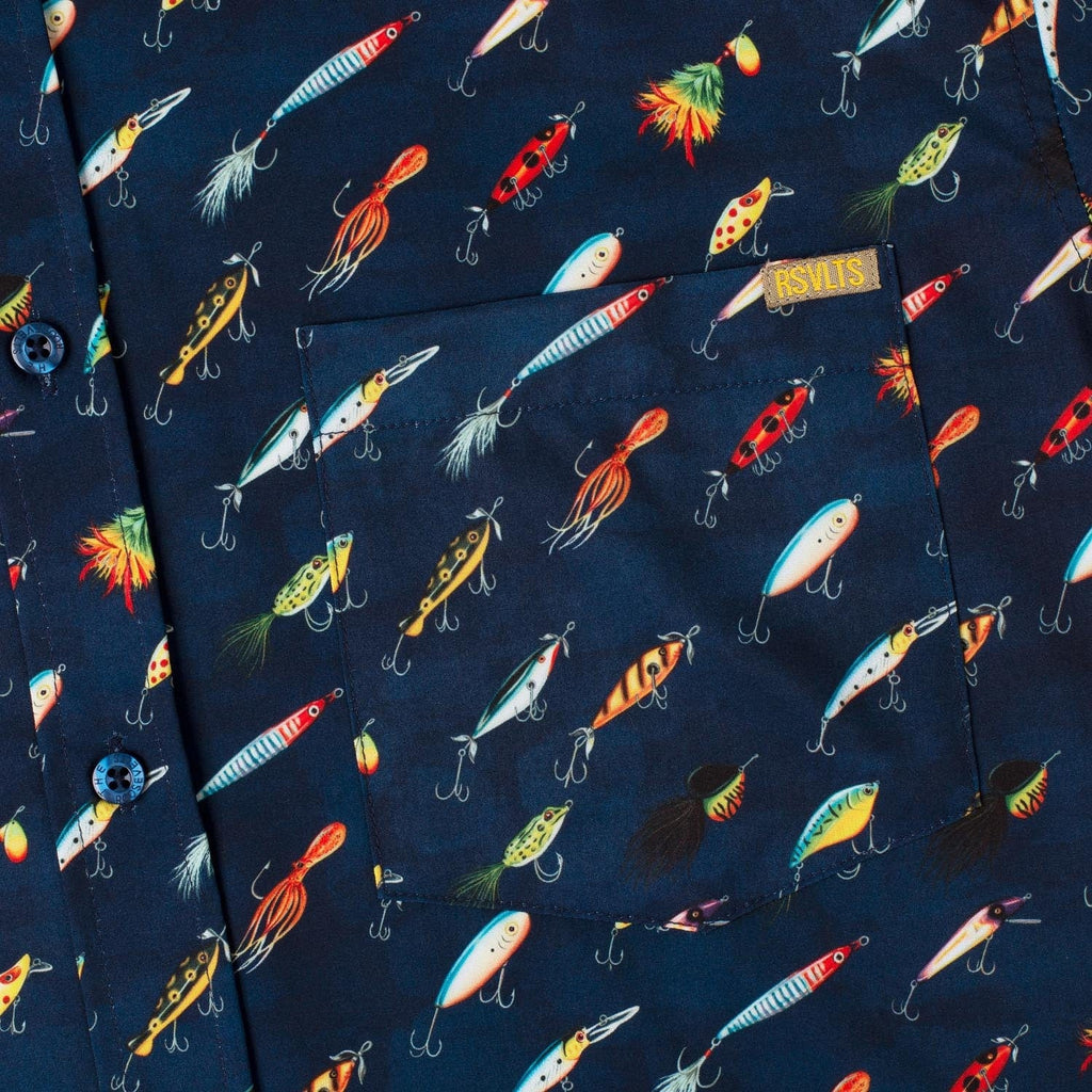 RSVLTS Lure ‘Em In KUNUFLEX Short Sleeve Shirt in Blue — detail 7