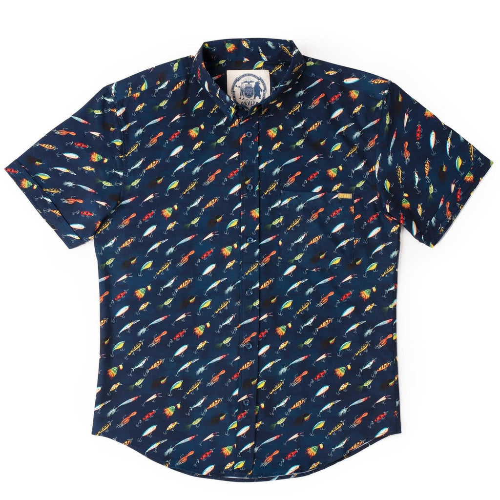 RSVLTS Lure ‘Em In KUNUFLEX Short Sleeve Shirt in Blue — detail 3