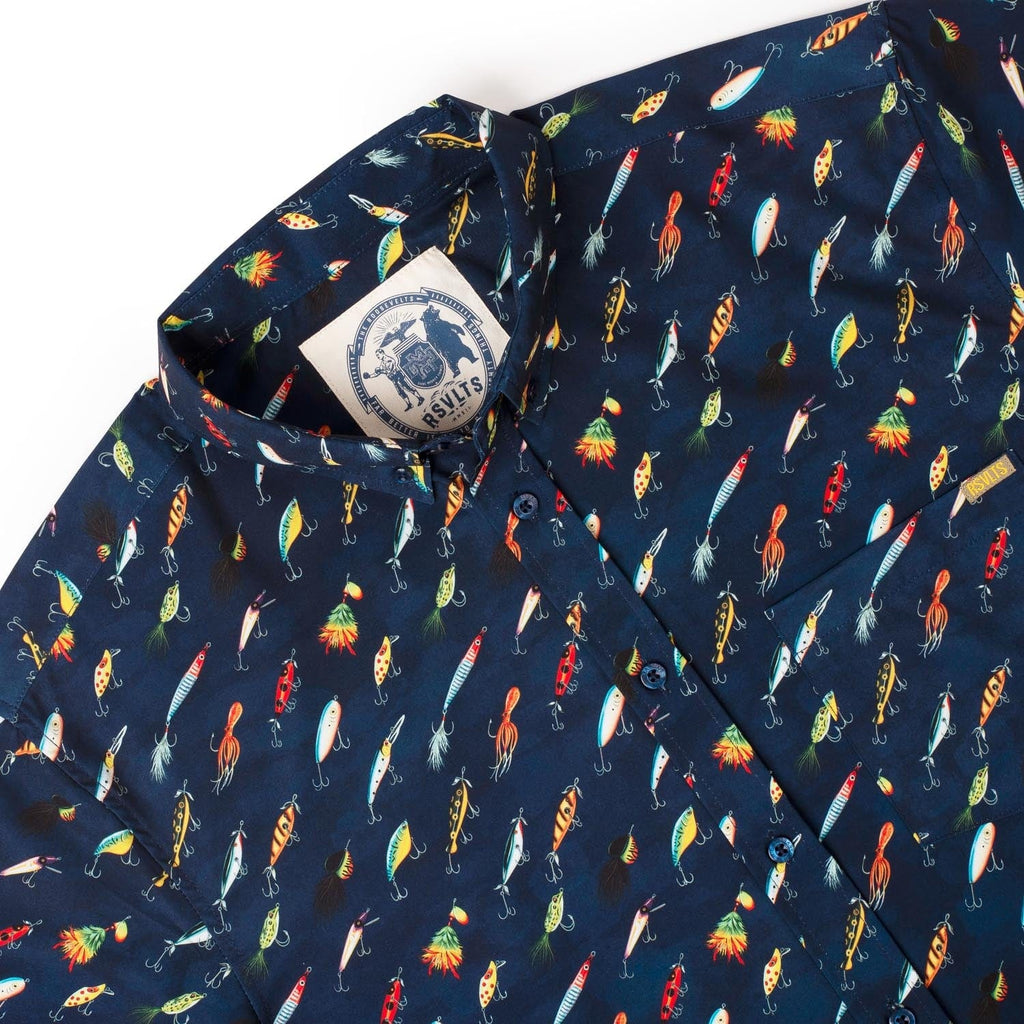 RSVLTS Lure ‘Em In KUNUFLEX Short Sleeve Shirt in Blue — detail 5