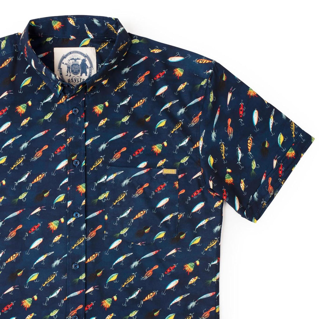 RSVLTS Lure ‘Em In KUNUFLEX Short Sleeve Shirt in Blue — detail 2