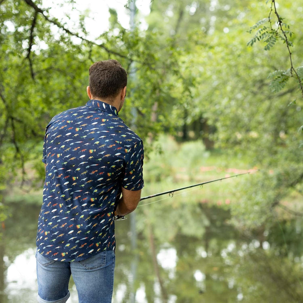 RSVLTS Lure ‘Em In KUNUFLEX Short Sleeve Shirt in Blue — detail 10