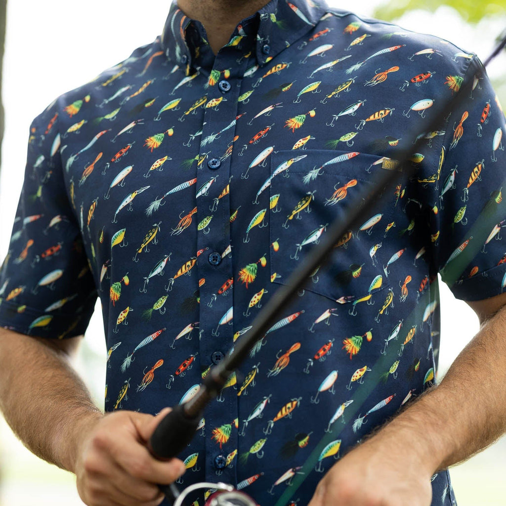 RSVLTS Lure ‘Em In KUNUFLEX Short Sleeve Shirt in Blue — detail 6