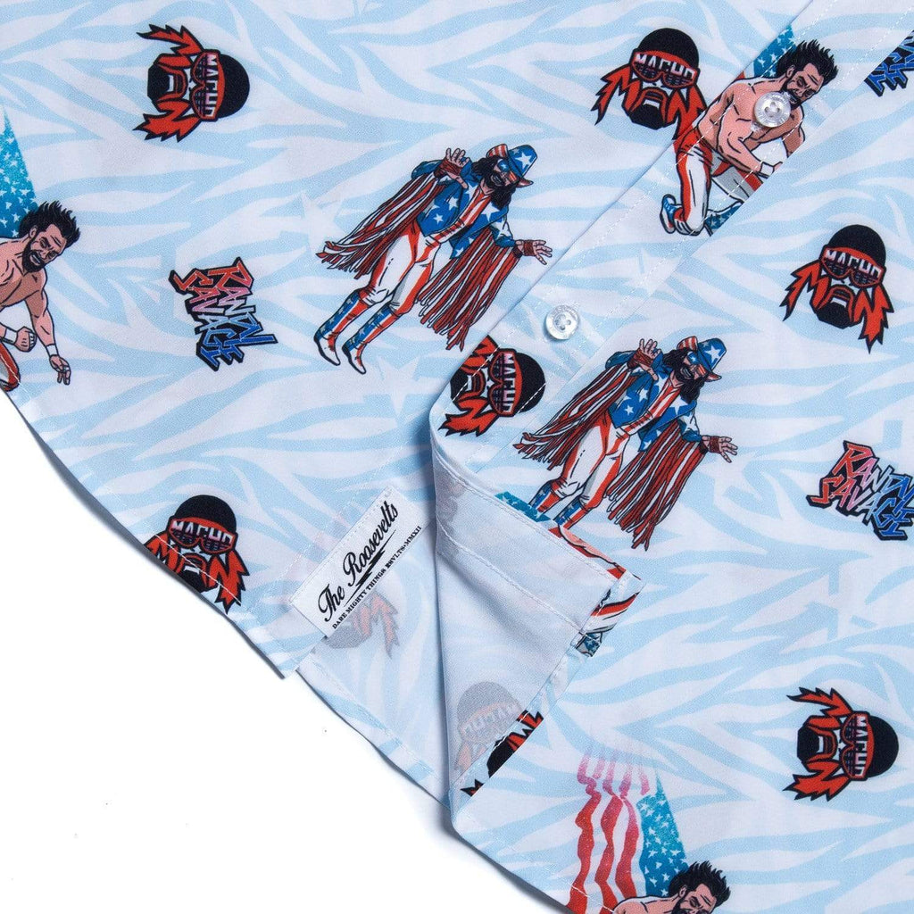 RSVLTS Macho Man USA KUNUFLEX Short Sleeve Shirt in Blue — detail 6
