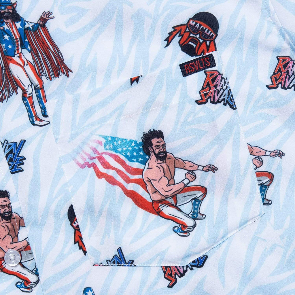 RSVLTS Macho Man USA KUNUFLEX Short Sleeve Shirt in Blue — detail 4