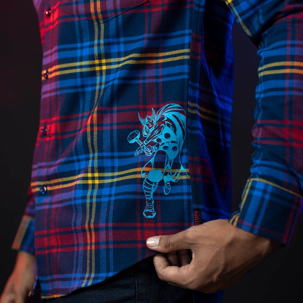RSVLTS Thor BorlandFlex Long Sleeve Flannel in Blue — detail 3