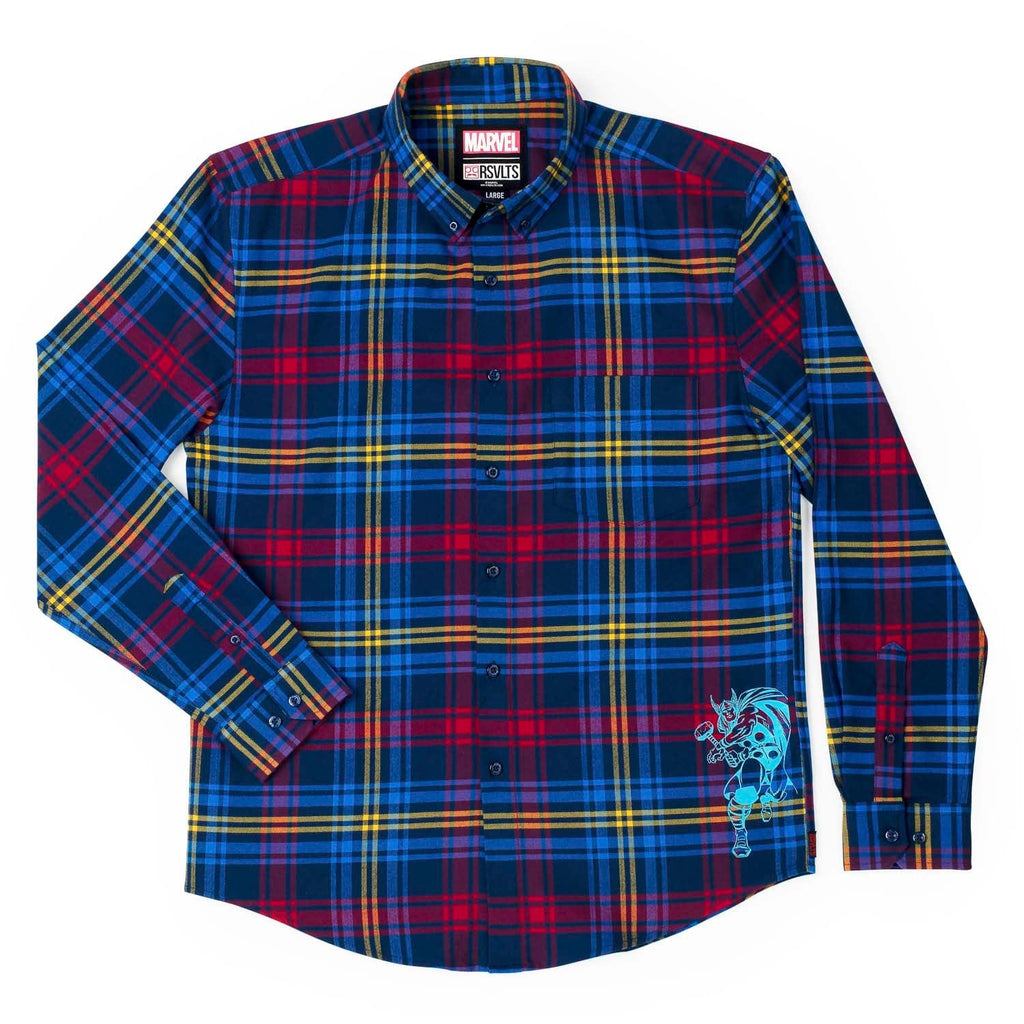 RSVLTS Thor BorlandFlex Long Sleeve Flannel in Blue — front view