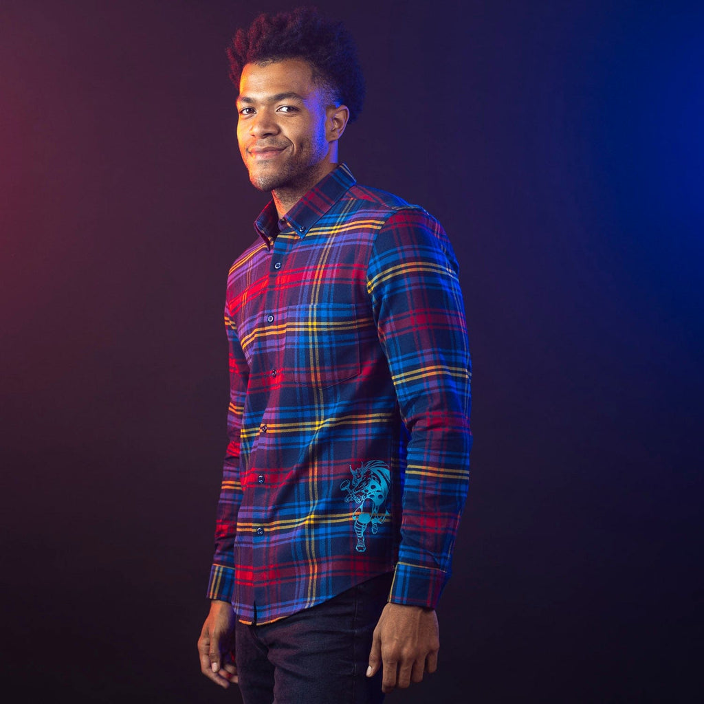 RSVLTS Thor BorlandFlex Long Sleeve Flannel in Blue — detail 5