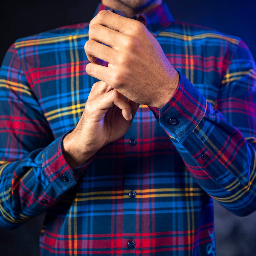 RSVLTS Thor BorlandFlex Long Sleeve Flannel in Blue — detail 7