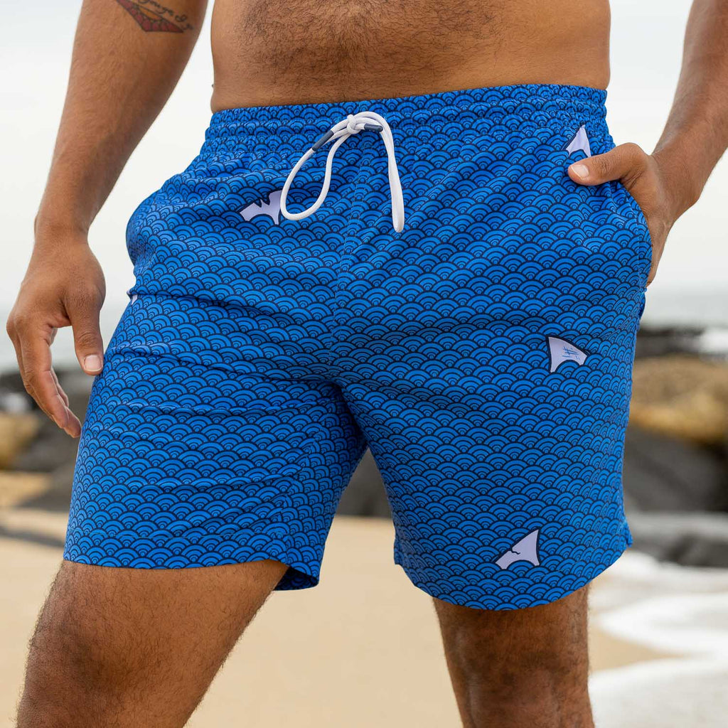 RSVLTS Shark Deco Hybrid Shorts in Blue — detail 2