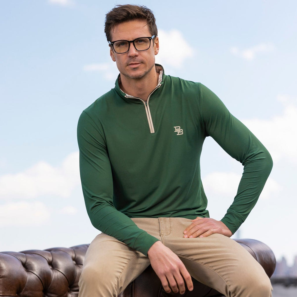 RSVLTS Hunter Green (Monogram) Quarter Zip in Green — front view