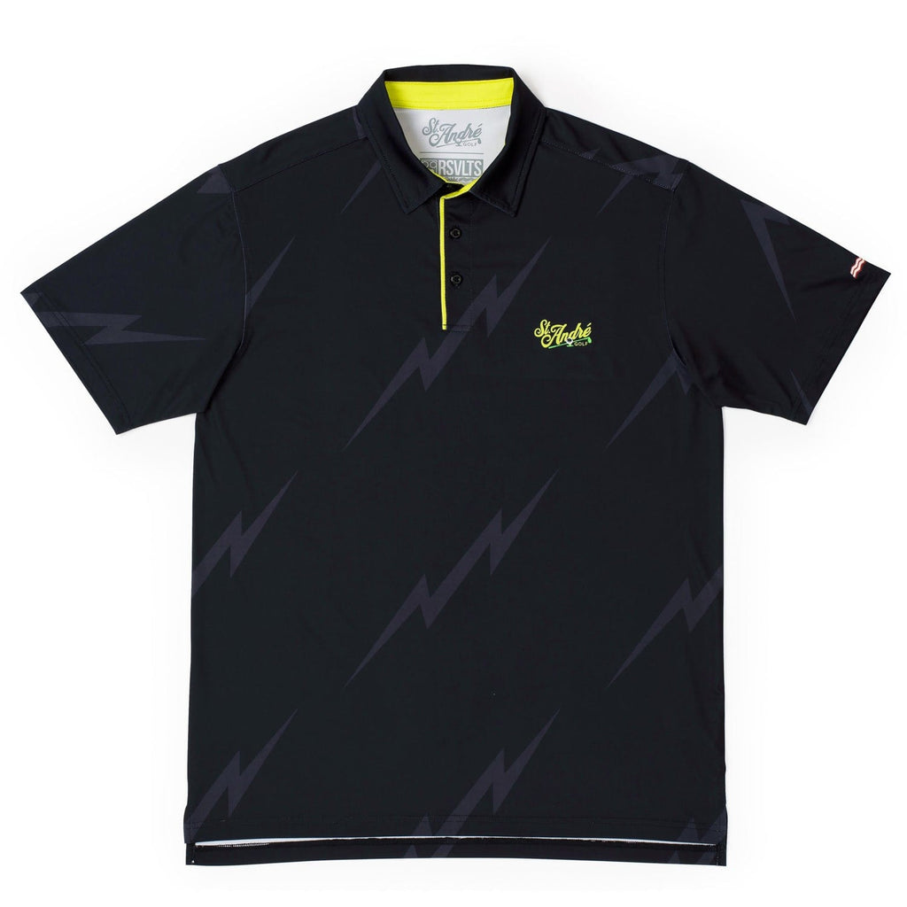 RSVLTS Black Bolt All-Day Polo in Black — front view