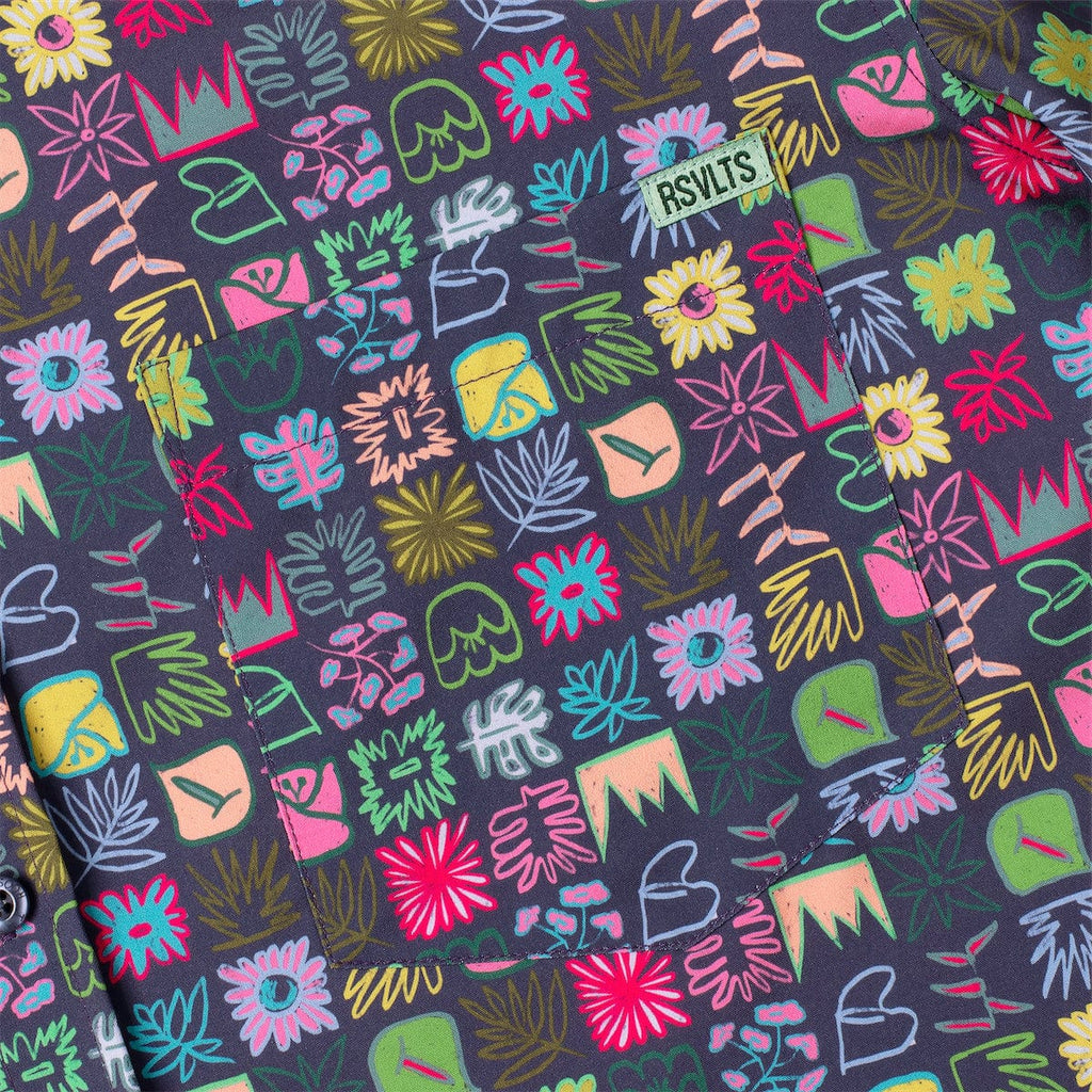 RSVLTS Scribble Squares KUNUFLEX Short Sleeve Shirt in Multicolor — detail 6