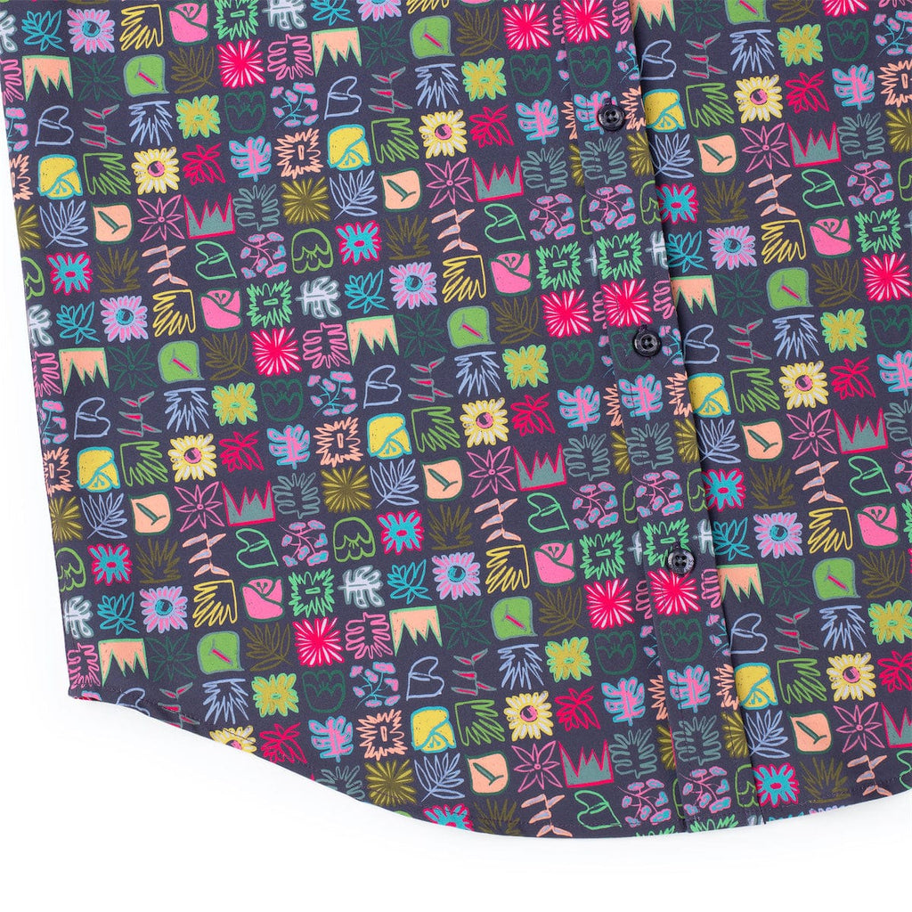 RSVLTS Scribble Squares KUNUFLEX Short Sleeve Shirt in Multicolor — detail 9