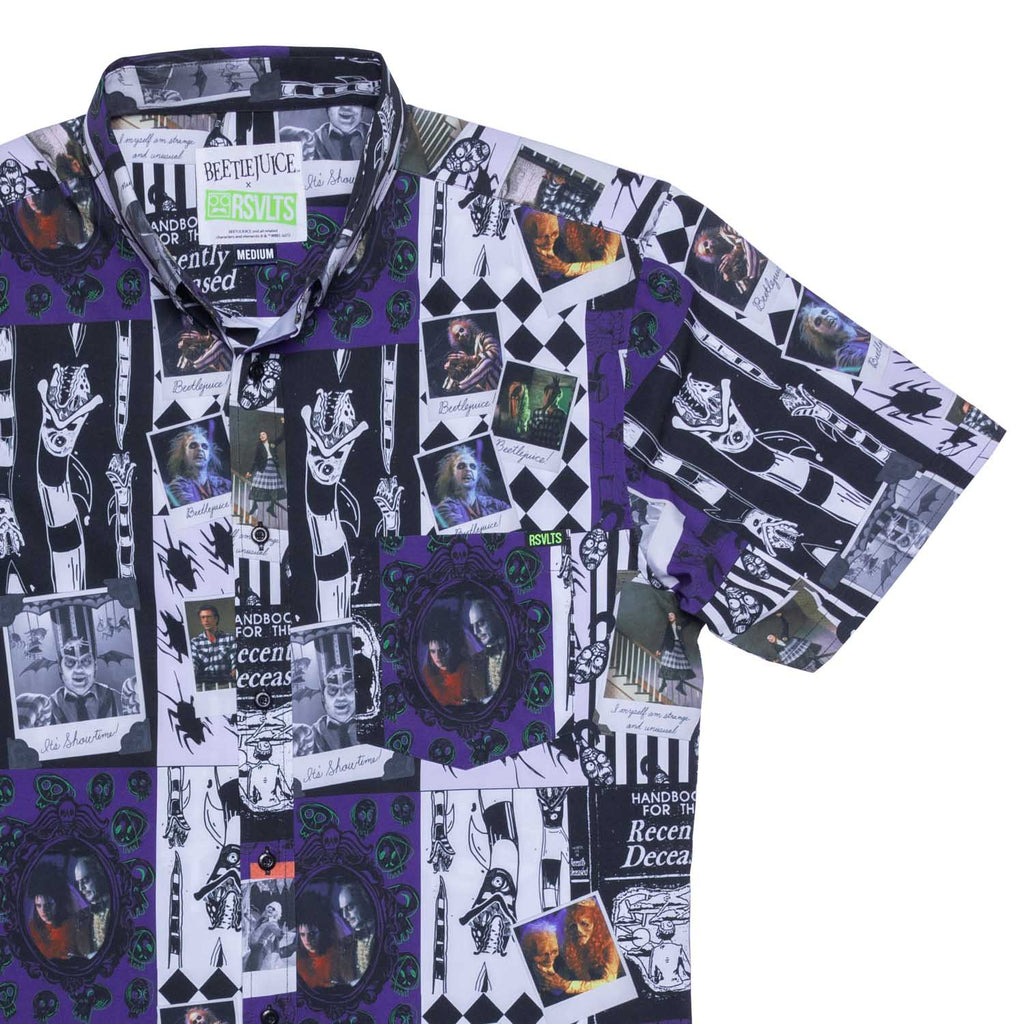 RSVLTS One Big Dark Scrapbook KUNUFLEX Short Sleeve Shirt in Purple — detail 2
