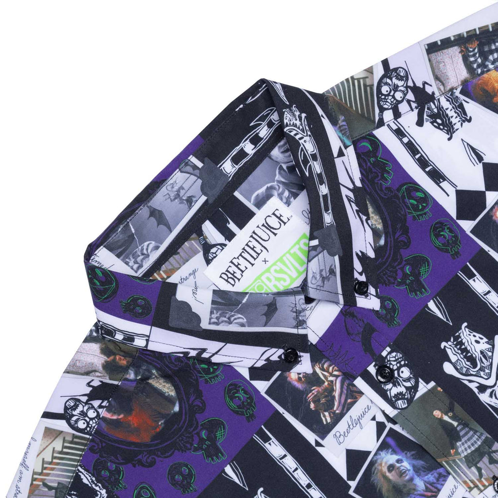 RSVLTS One Big Dark Scrapbook KUNUFLEX Short Sleeve Shirt in Purple — detail 6