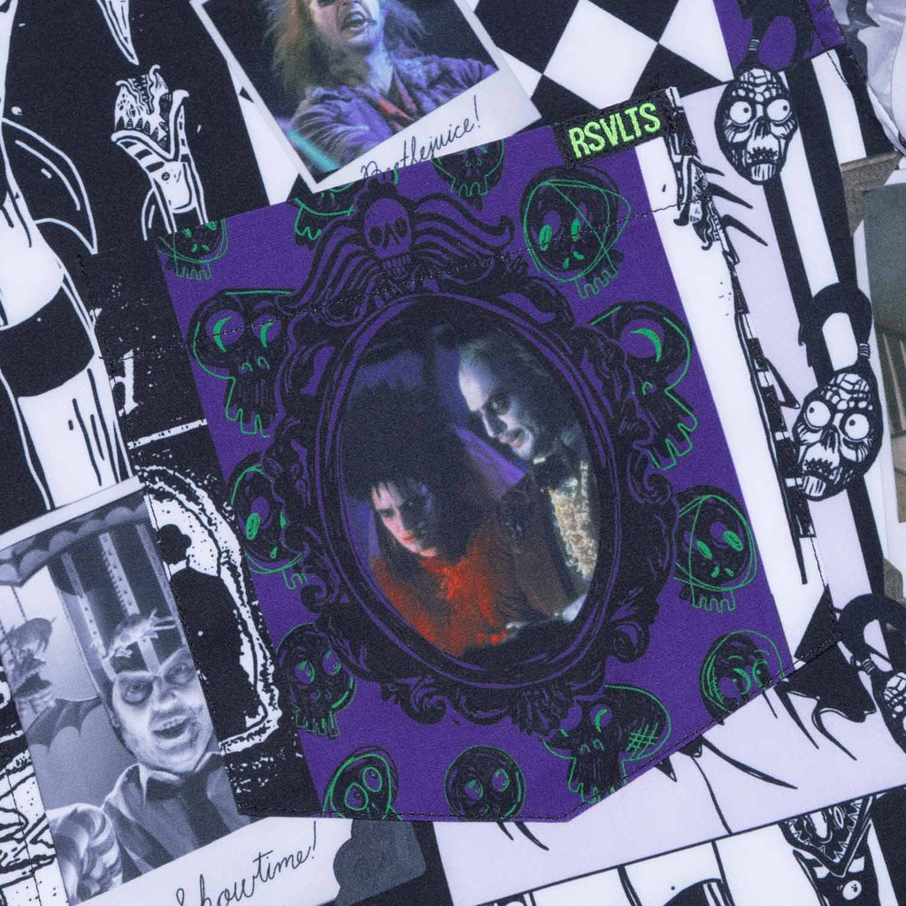 RSVLTS One Big Dark Scrapbook KUNUFLEX Short Sleeve Shirt in Purple — detail 3