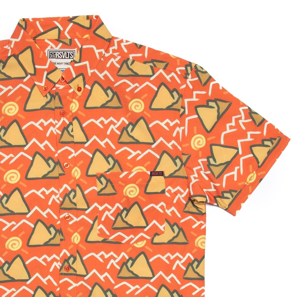 RSVLTS Cave Paint KUNUFLEX Short Sleeve Shirt in Orange — front view