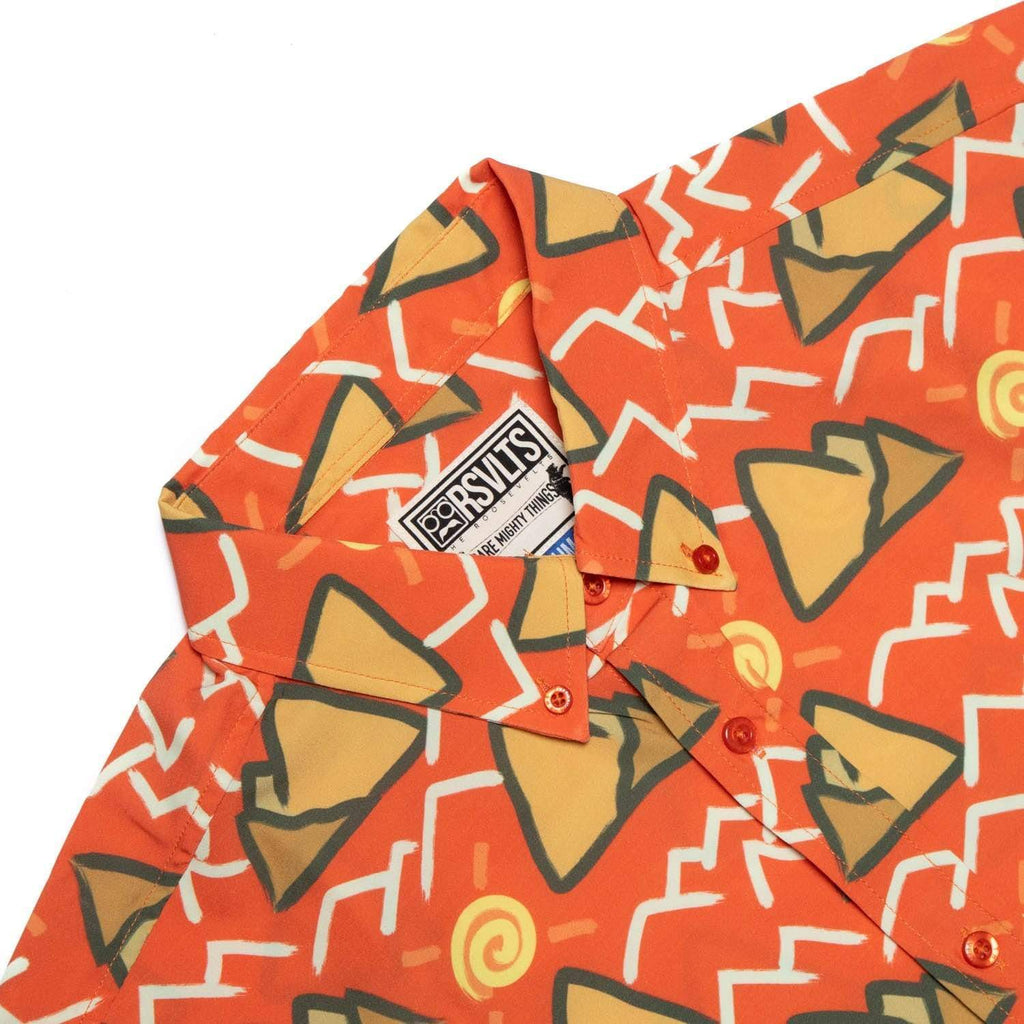 RSVLTS Cave Paint KUNUFLEX Short Sleeve Shirt in Orange — detail 5