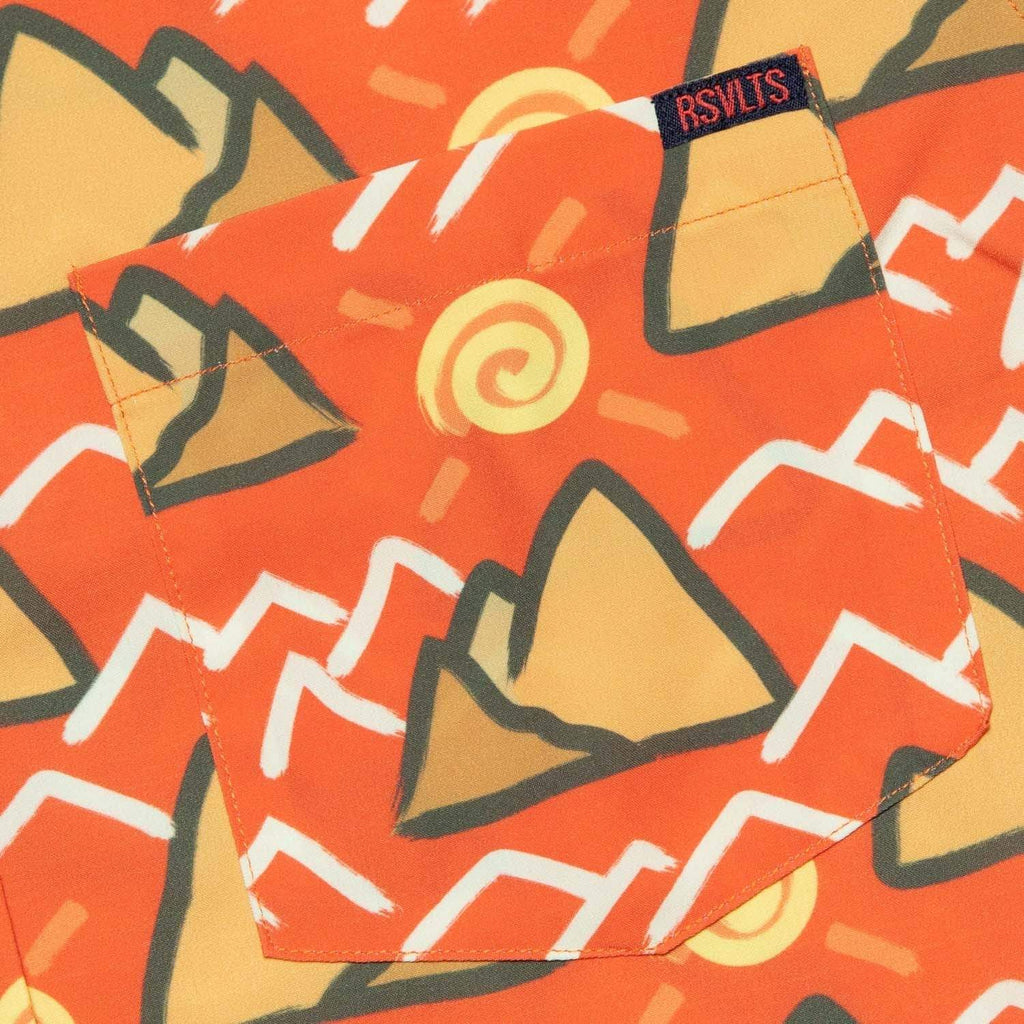 RSVLTS Cave Paint KUNUFLEX Short Sleeve Shirt in Orange — detail 7