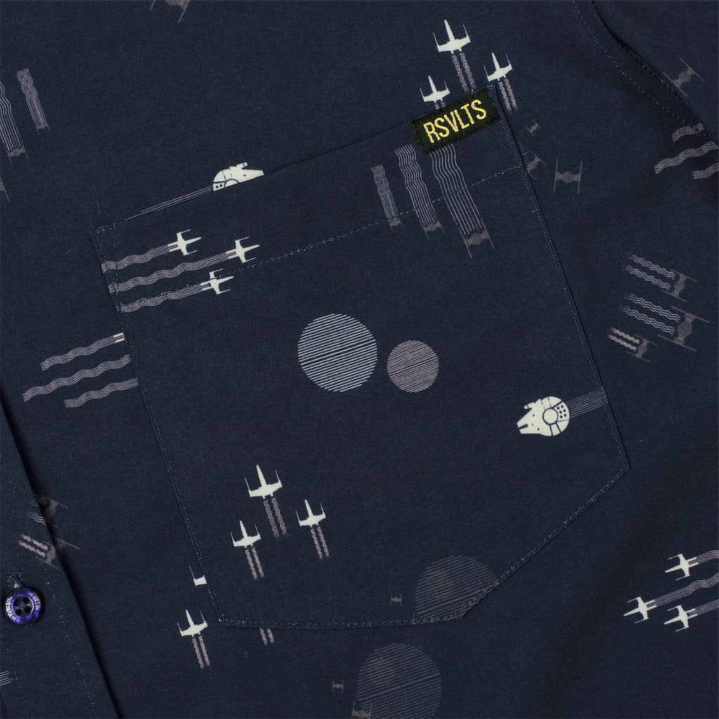 RSVLTS Echoes of Battle KUNUFLEX Short Sleeve Shirt in Black — detail 4