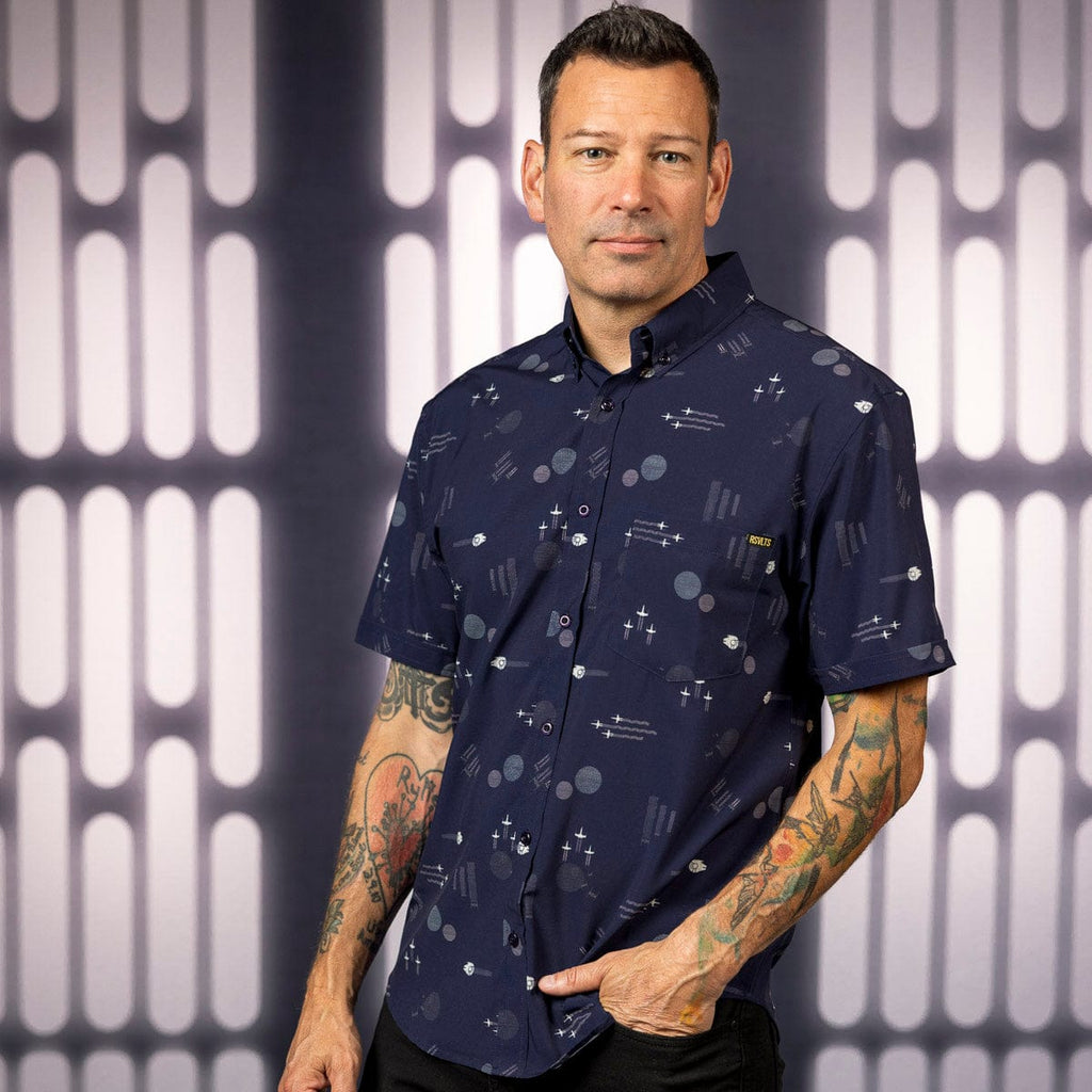 RSVLTS Echoes of Battle KUNUFLEX Short Sleeve Shirt in Black — detail 3