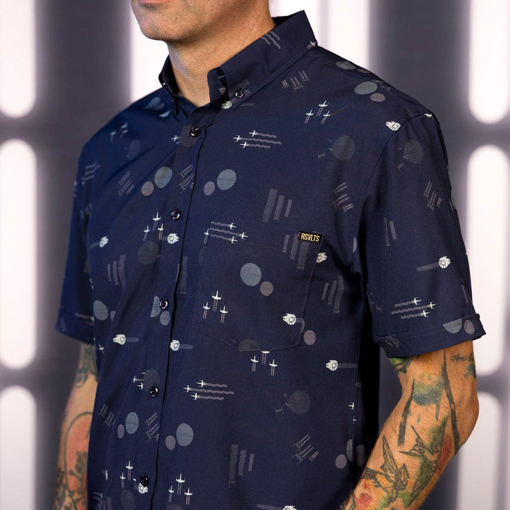 RSVLTS Echoes of Battle KUNUFLEX Short Sleeve Shirt in Black — detail 5