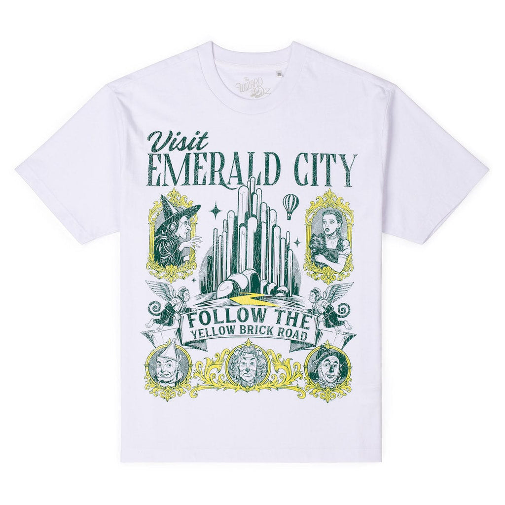 RSVLTS Visit Emerald City Vintage Crewneck Tee in White — front view