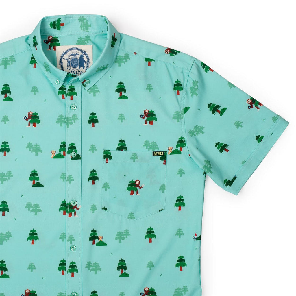 RSVLTS We Out Here KUNUFLEX Short Sleeve Shirt in Green — front view