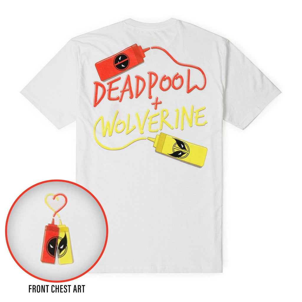 RSVLTS Ketchup and Mustard Crewneck Tee in White — front view