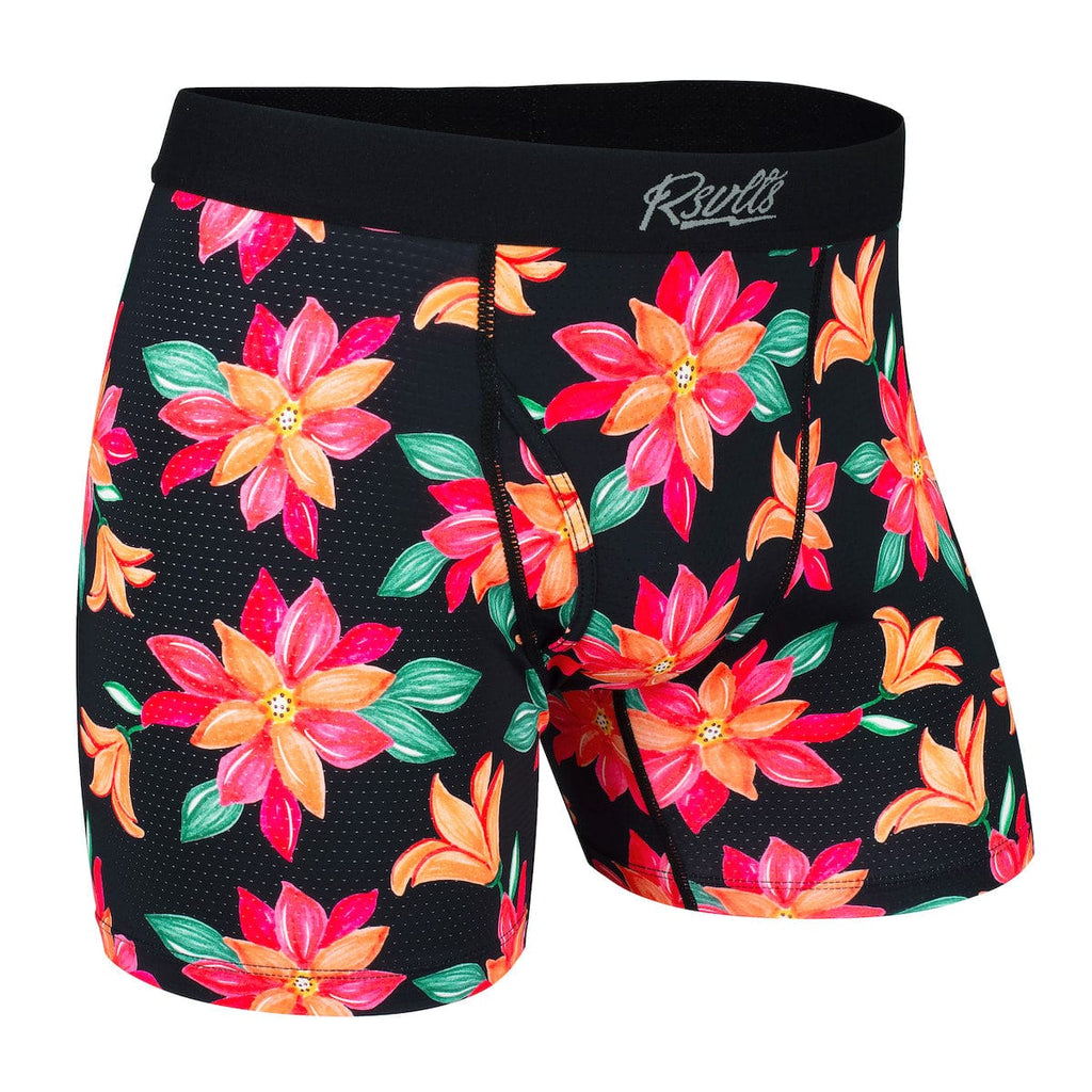 RSVLTS Moon Garden (Orange) Single-Pack Boxer Briefs in Black — front view