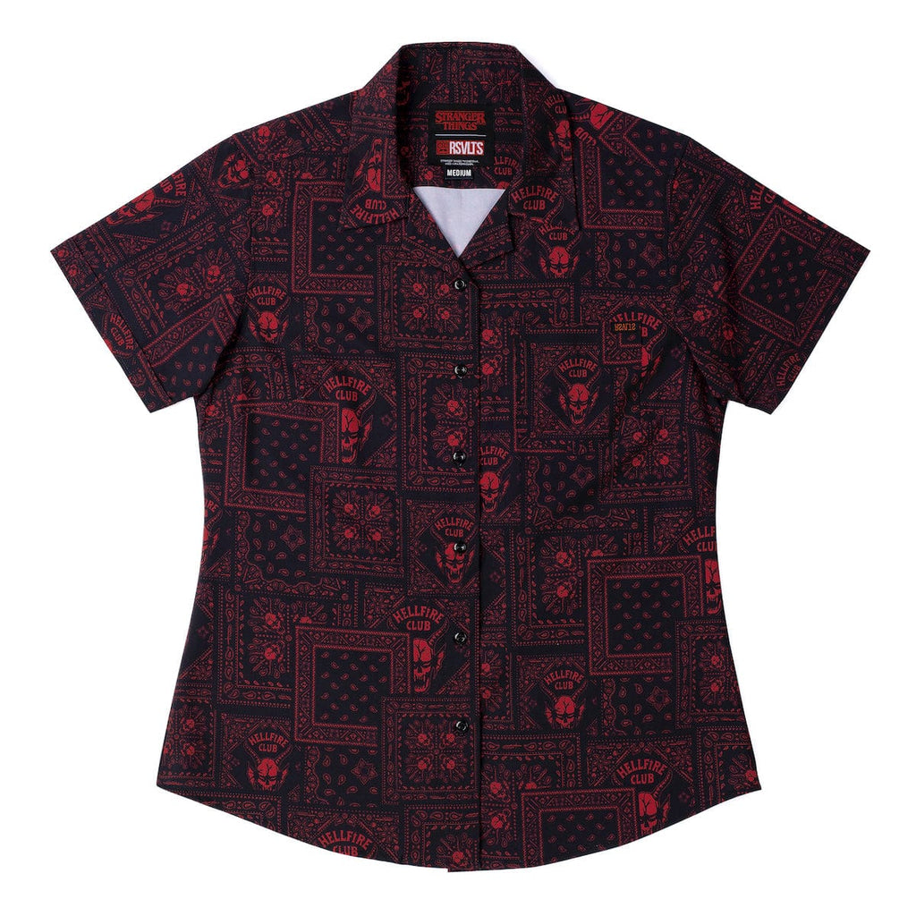 RSVLTS Welcome to Hellfire Women's KUNUFLEX Short Sleeve Shirt in Black — detail 4