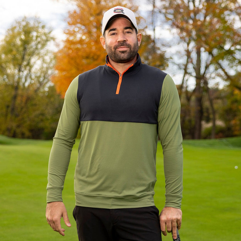 RSVLTS Olive Quarter Zip — front view