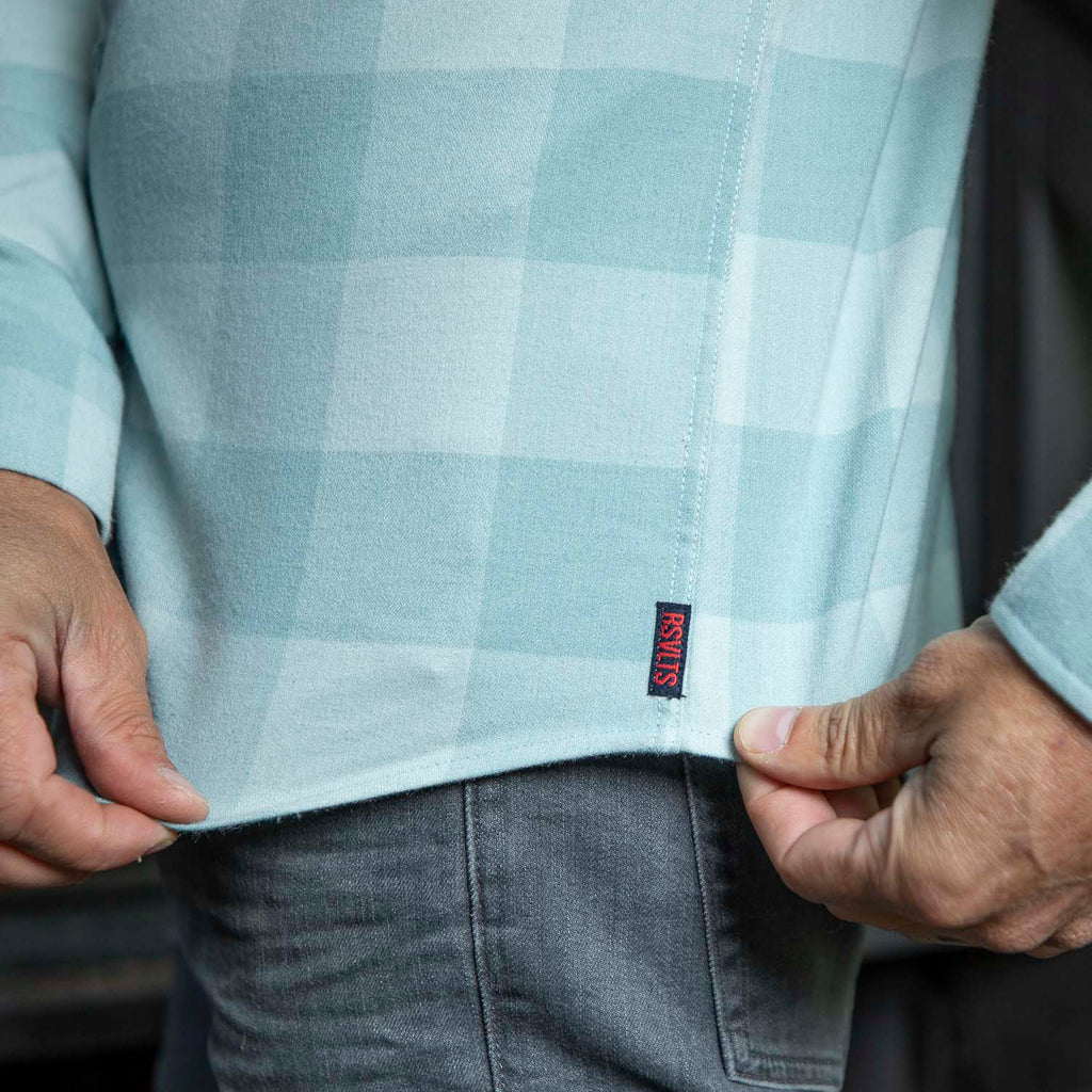 RSVLTS Flanny Tanner BorlandFlex Long Sleeve Flannel in Blue — detail 7