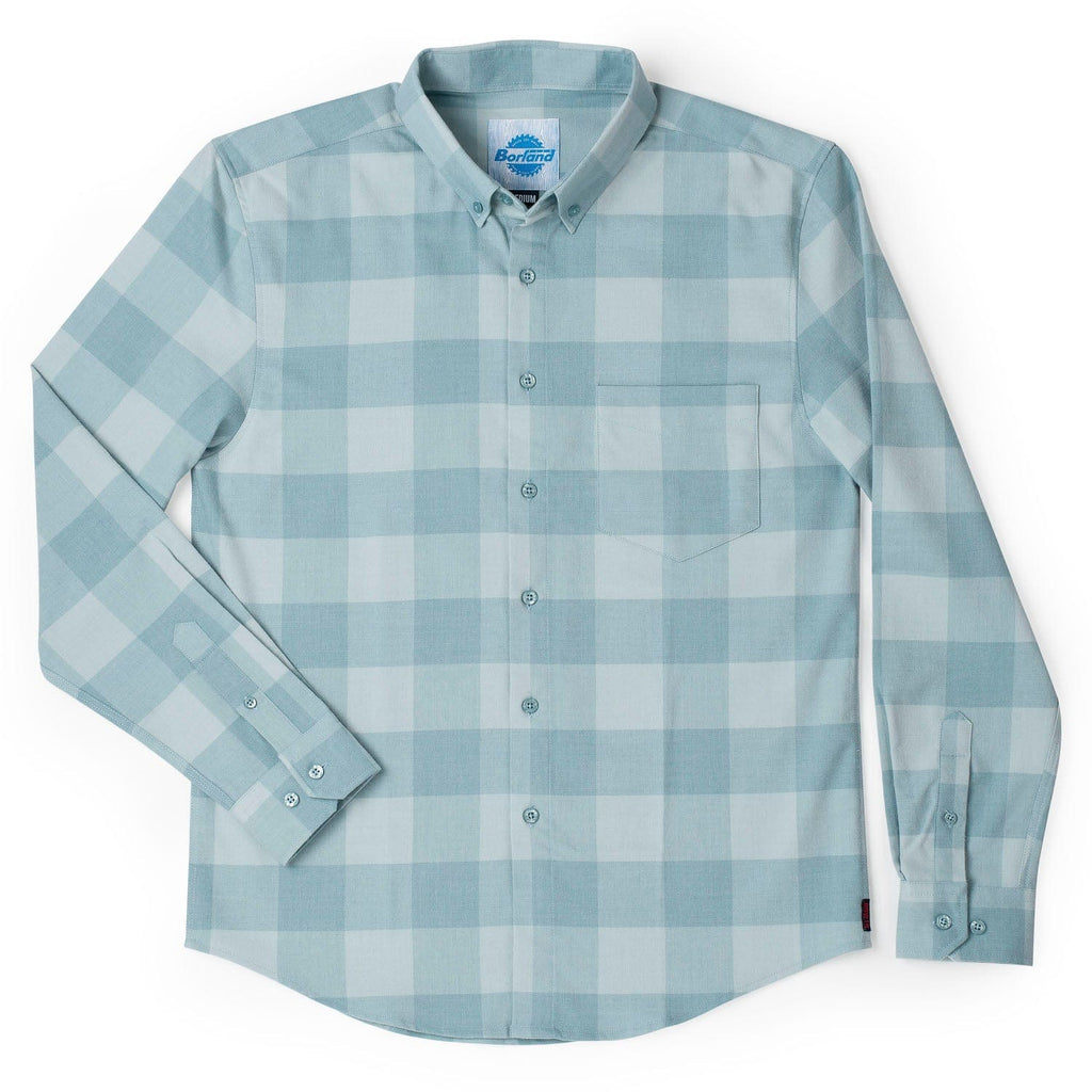 RSVLTS Flanny Tanner BorlandFlex Long Sleeve Flannel in Blue — front view