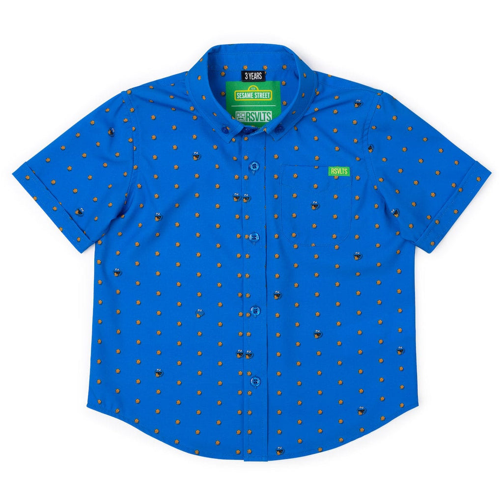 RSVLTS Me Want Cookie! Preschool KUNUFLEX Short Sleeve Shirt in Blue — detail 4