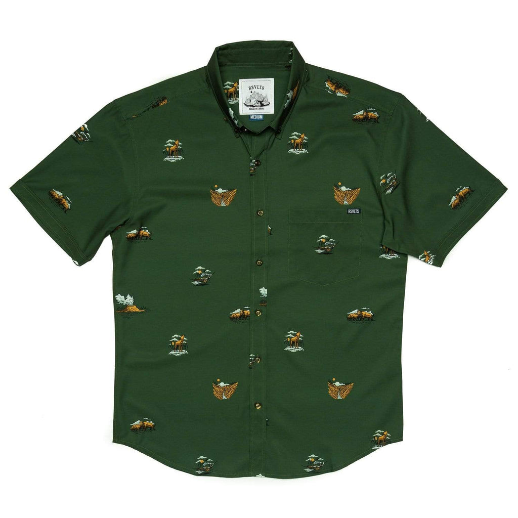 RSVLTS Yellowstone KUNUFLEX Short Sleeve Shirt in Green — detail 2