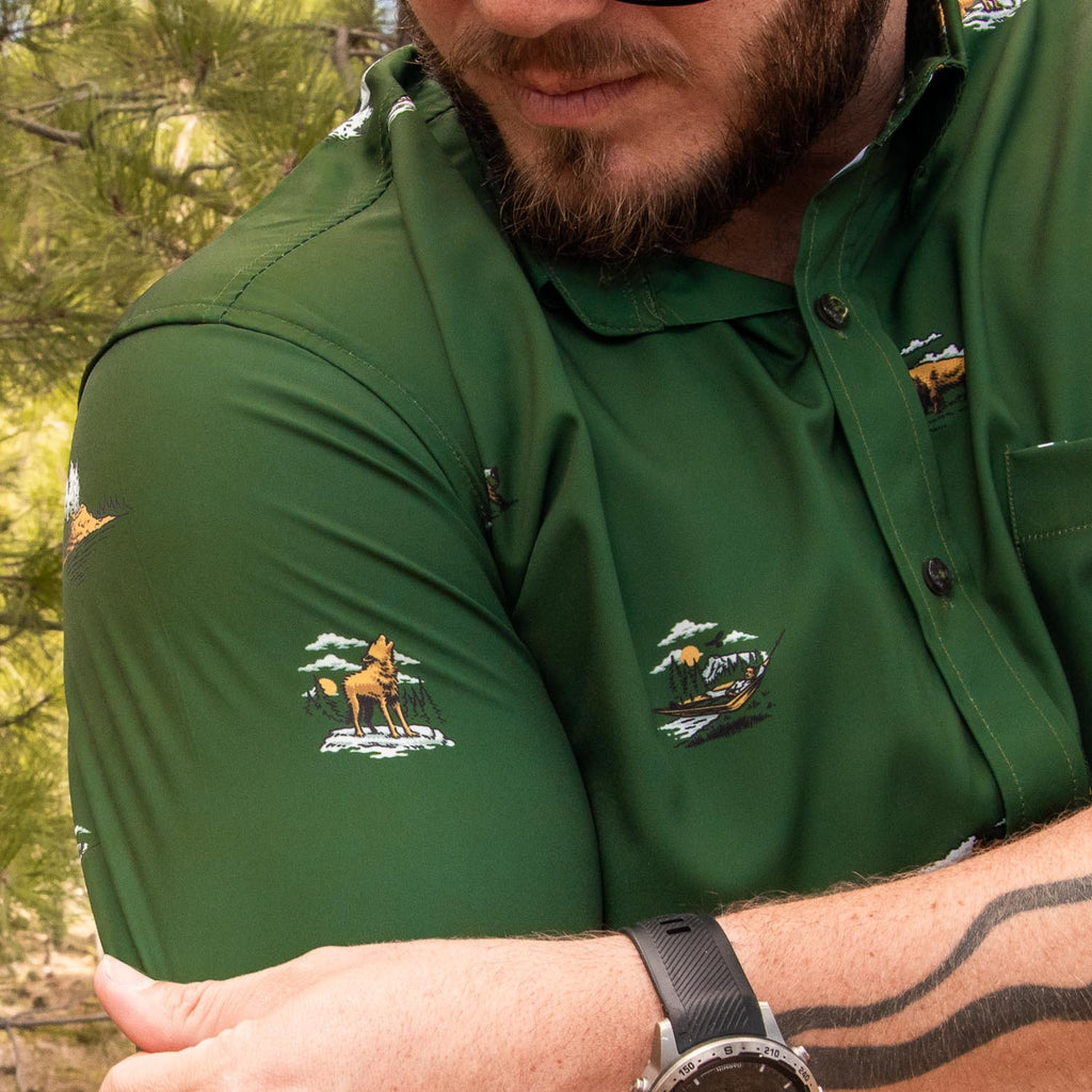 RSVLTS Yellowstone KUNUFLEX Short Sleeve Shirt in Green — detail 3