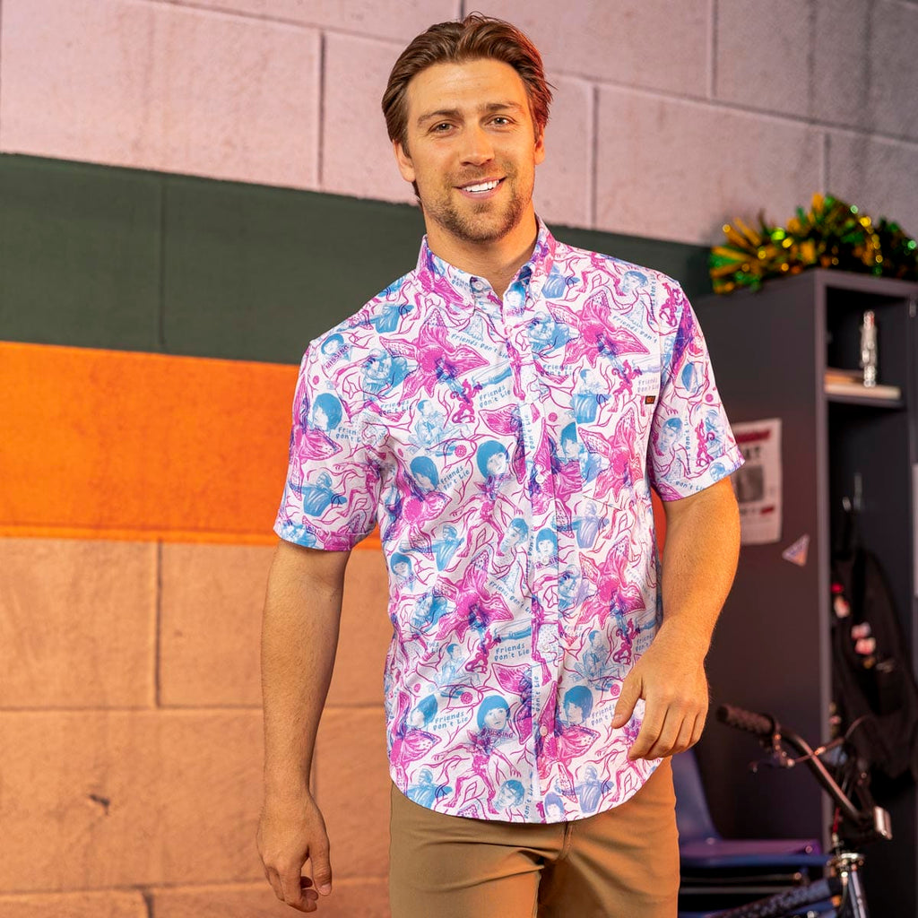 RSVLTS Friends Don't Lie KUNUFLEX Short Sleeve Shirt in Blue — detail 6