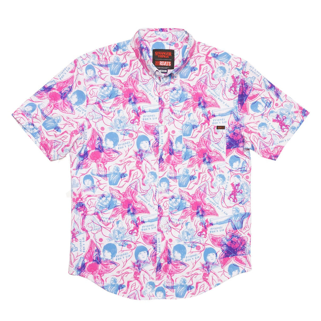 RSVLTS Friends Don't Lie KUNUFLEX Short Sleeve Shirt in Blue — detail 9