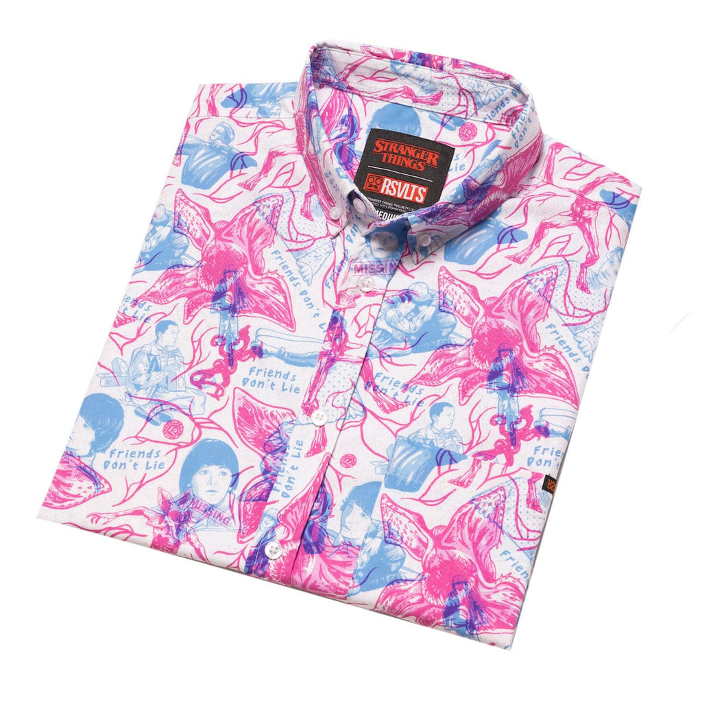 RSVLTS Friends Don't Lie KUNUFLEX Short Sleeve Shirt in Blue — detail 12